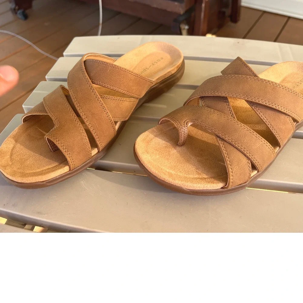 Easy Spirit Westly3 Womens 5.5 M Brown Toe Loop Slide Sandals New in Box